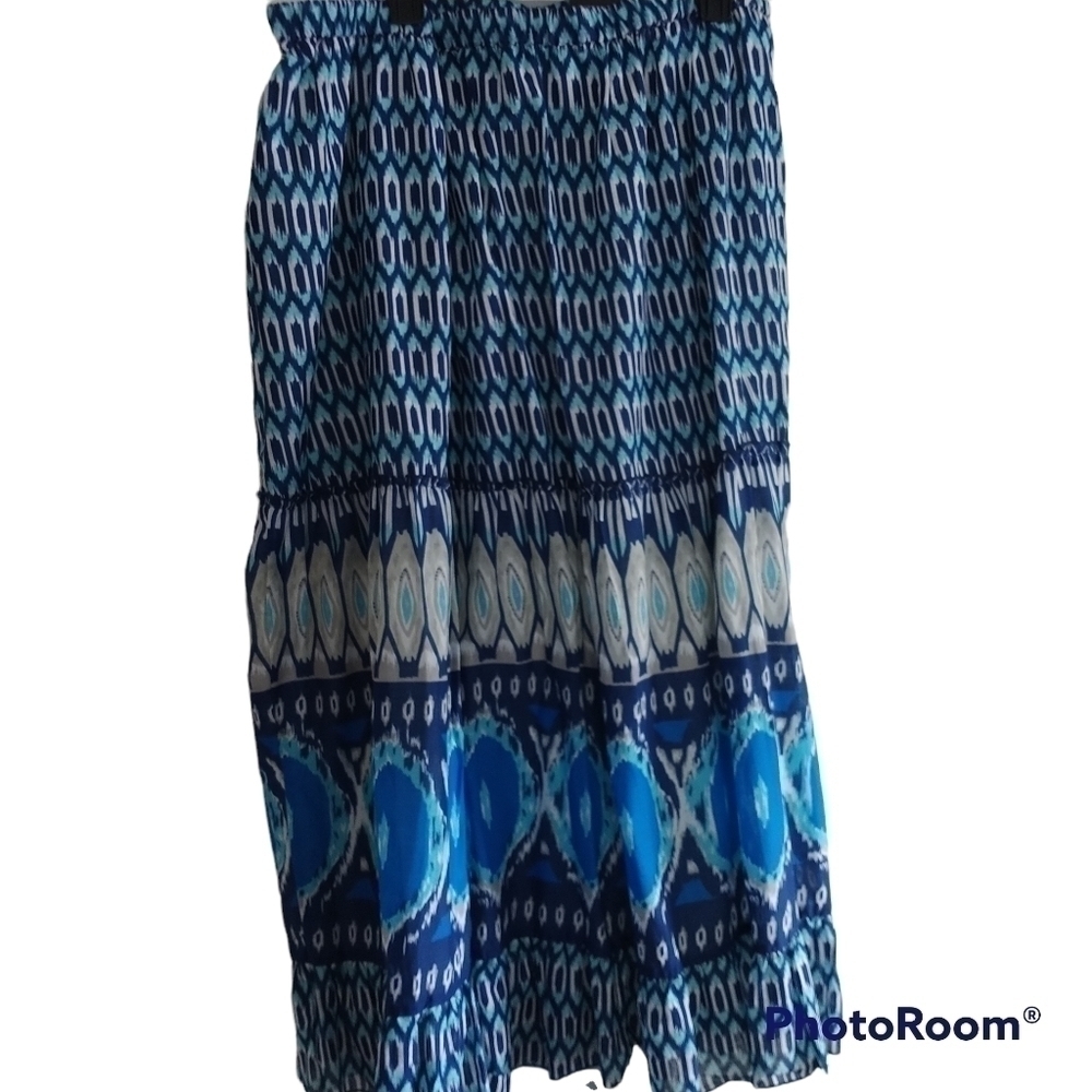Lane Bryant Blue Graphic Full Maxi Skirt Plus Size 26/28